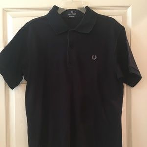 Fred Perry Polo Solid Black w/Grey Laurel Wreath